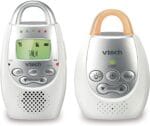 VTech Communications DM221 Audio Baby Monitor with up to 1,000 ft of Range, Vibrating Sound-Alert, Talk Back Intercom & Night Light Loop, White/Silver
