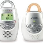 VTech Communications DM221 Audio Baby Monitor with up to 1,000 ft of Range, Vibrating Sound-Alert, Talk Back Intercom & Night Light Loop, White/Silver