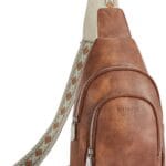 BOSTANTEN Sling Bag for Women Crossbody Purse Crossbody Bag Leather Chest Bag with Adjustable Guitar Strap for Travel