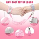 Toddlers Leash + Anti Lost Wrist Link Child Kids Safety Harness Kids Walking Wristband Assistant Strap Belt for Girl Pink Christmas Gift
