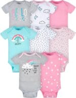 Gerber Baby Girls' 8-Pack Short Sleeve Onesies Bodysuits