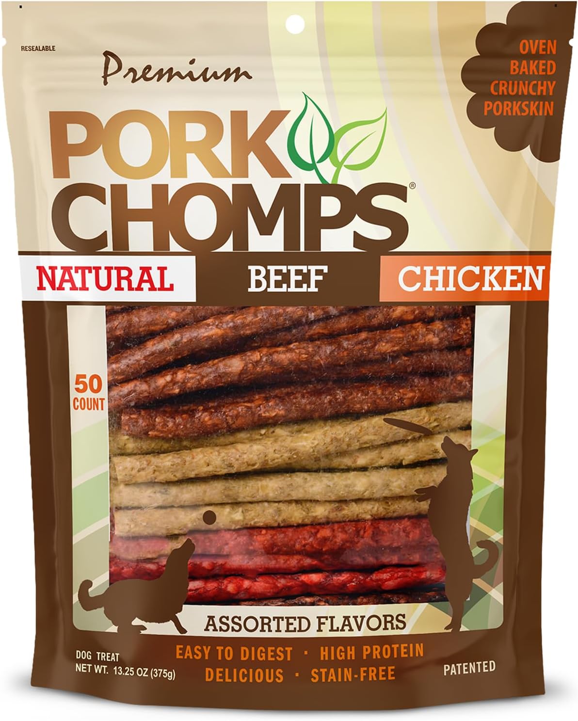 Pork Chomps Dog Chews, 5 Inch Munchy Sticks, Assorted Flavors, 50 Count (Pack Of 1) Pork Chomps Dog Chews, 5-inch Munchy Sticks, Assorted Flavors, 50 Count (Pack of 1)
