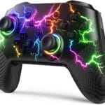 Switch Controller Compatible with Switch/Switch Lite/Switch OLED/Windows/iOS/Android, RGB Lightning Programmable 1000mAh Wireless Switch Pro Controller with One Key Pairing Wake Up Turbo Vibration