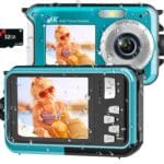 4K Underwater Camera 11FT Waterproof Camera with 32GB Card 56MP Autofocus Dual-Screen Selfie Underwater Camera for Snorkeling Waterproof Compact Floatable Digital Camera 1250mAh Battery Type-C (Blue)