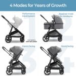 Mompush Wiz 2-in-1 Convertible Baby Stroller with Bassinet Mode, Foldable Infant Stroller with Reversible Seat and Large UPF 50+ Canopy