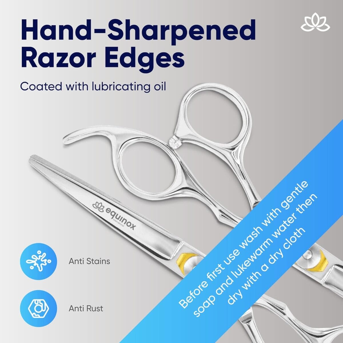 Equinox Professional Razor Edge Series Barber Hair Cutting Scissors – Japanese Stainless Steel Salon Scissors – 6.5 Overall Length – Fine Adjustment Tension Screw – Premium Shears for Hair Cutting