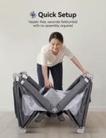 Foldable Baby Playpen, 5050 Inch Play Pens for Babies and Toddlers, Indoor & Outdoor Kids Safety Fence with Gate, Portable Play Yard with 360 Visible Mesh and Carrying Bag, Grey