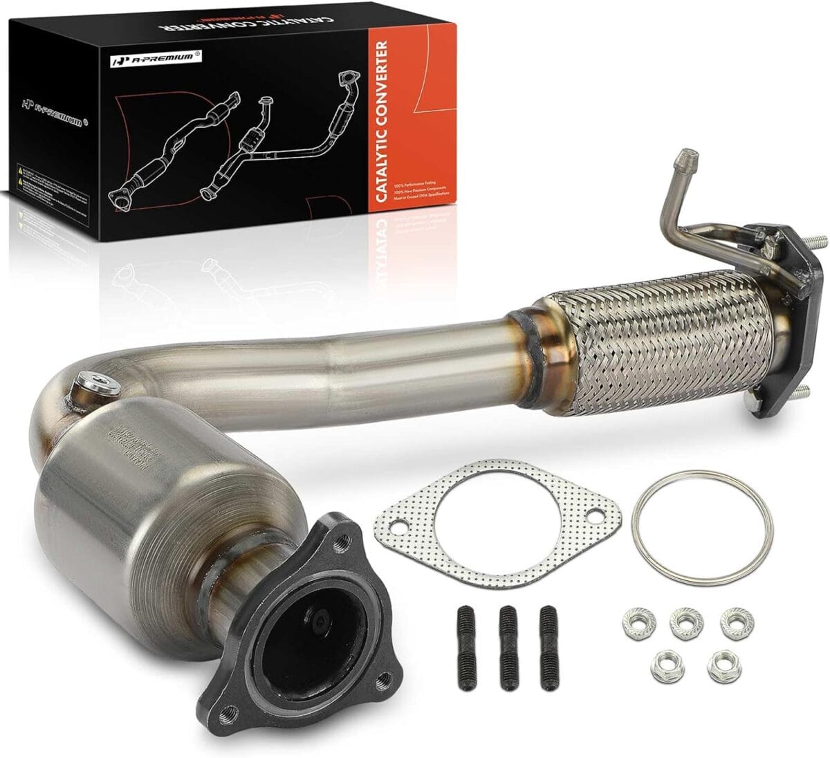 A-Premium Front Catalytic Converter W/Gasket Kit Direct-Fit Compatible with Chevy & GMC Models - Captiva Sport 2012-2015, Equinox 2010-2017, Terrain 2010-2017 - L4 2.4L - E.P.A. Compliant