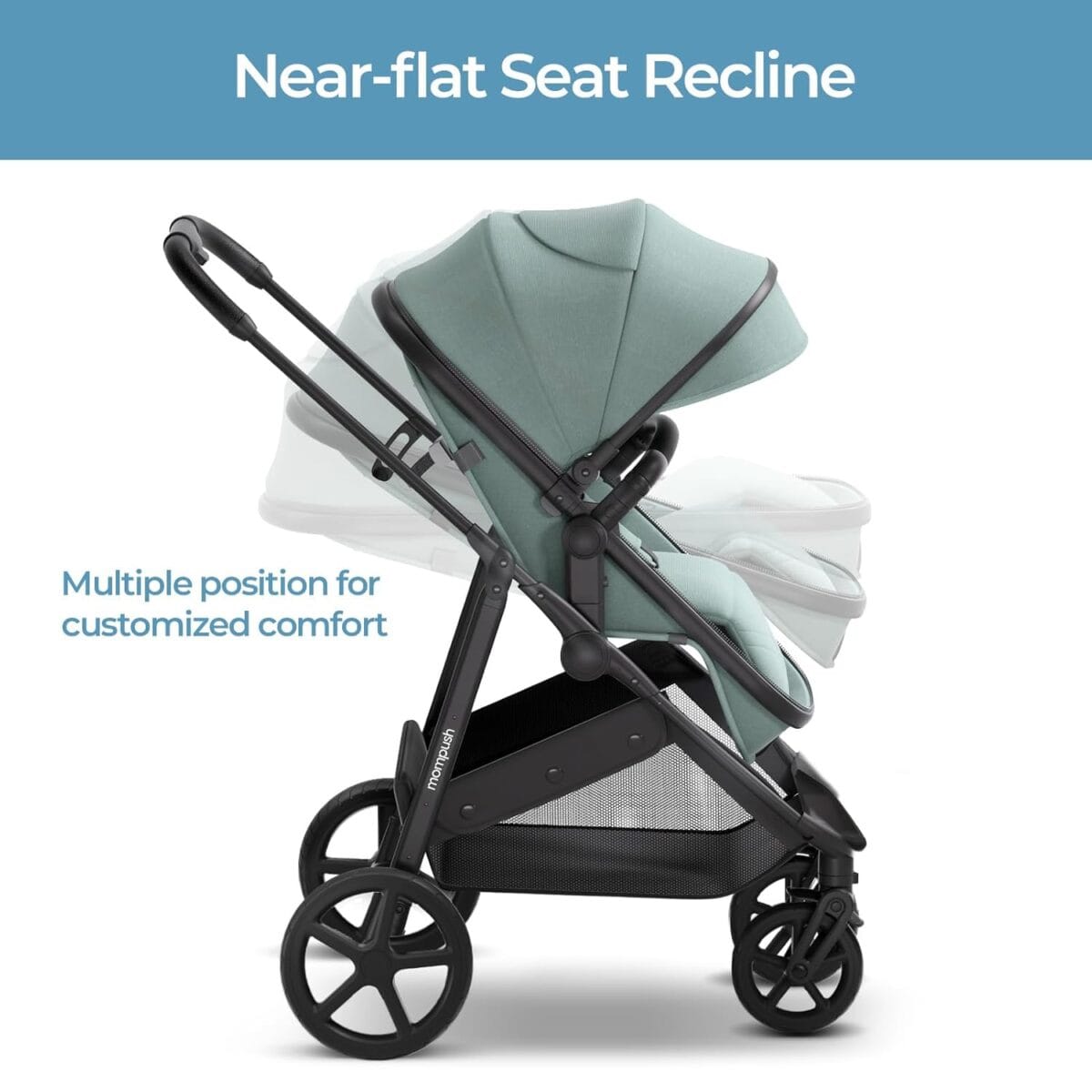 Mompush Wiz 2-in-1 Convertible Baby Stroller with Bassinet Mode, Foldable Infant Stroller with Reversible Seat and Large UPF 50+ Canopy