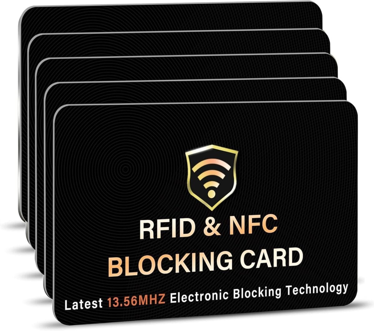 SaiTech IT 5 Pack RFID Blocking Card, One Card Protects Entire Wallet Purse, NFC Contactless Bank Debit Credit Card Protector ID ATM Guard Card Blocker(Black)