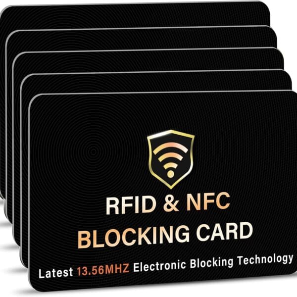 SaiTech IT 5 Pack RFID Blocking Card, One Card Protects Entire Wallet Purse, NFC Contactless Bank Debit Credit Card Protector ID ATM Guard Card Blocker(Black)