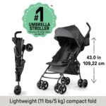 Summer by Ingenuity 3D Mini Convenience Stroller Lightweight Stroller with Compact Fold, Multi-Position Recline, Canopy with Pop Out Sun Visor and More Umbrella Stroller for Travel and More, Gray