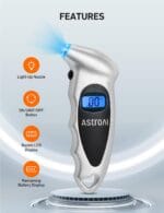 AstroAI Tire Pressure Gauge Digital 0-150PSI (Accurate in 0.1 Increments), 4 Settings Stocking Stuffers for Car Truck Bicycle with Backlight LCD and Presta Valve Adaptor, Sliver
