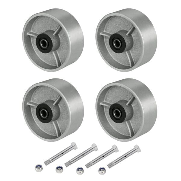 5" x 2" Industrial Casters, Steel Cast Iron Wheel - Heavy Duty Caster -Set of 4 Caster with 4000 lbs Capacity, Roller Bearing-1/2 Bore, Replacement Wheel for Platform Trucks(4 Pack)