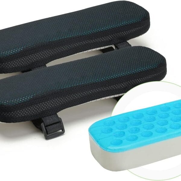Chair Armrest Cooling Gel Cushions Elbow Pillow Pressure Relief Office Chair Gaming Chair armrest with Memory Foam armrest Pads 2-Piece Set of Chair