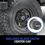 TACTIK Circle 8 Classic 15 Inch Solid Steel Wheel, Black – 15×10, 5×4.5 Bolt Pattern (-38.1mm Offset), 4″ Backspace – Fits Jeep 1984-2006 Wrangler, Wagoneer, Comanche, Grand Cherokee TJ YJ MJ ZJ XJ LJ