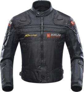 BORLENI Motorcycle Jacket Motorbike Riding Jacket Windproof Motorcycle Full Body Protective Gear CE Armor All Season Black L