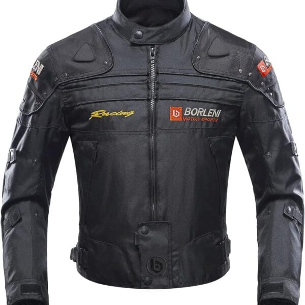 BORLENI Motorcycle Jacket Motorbike Riding Jacket Windproof Motorcycle Full Body Protective Gear CE Armor All Season Black L