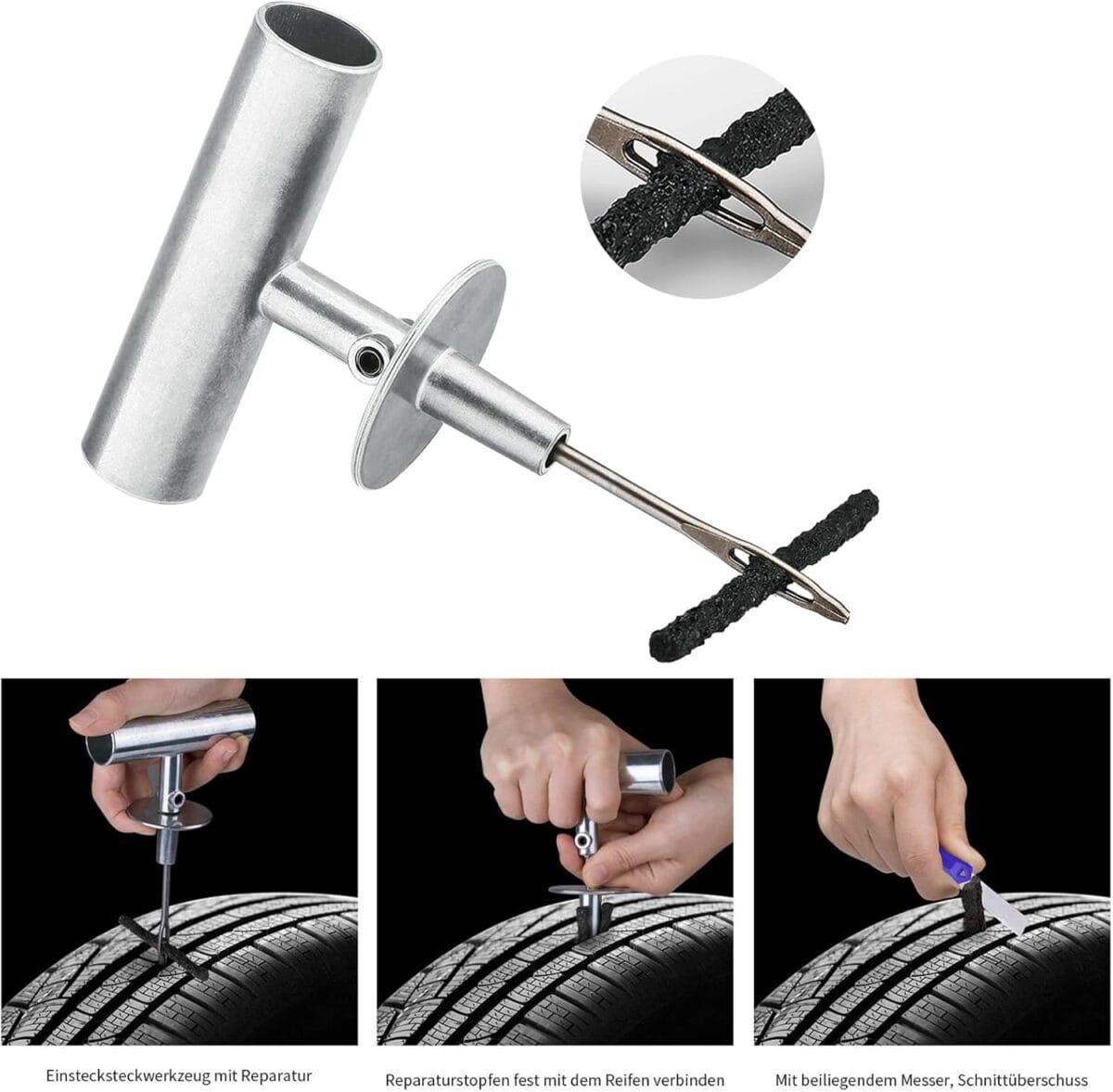 Tire Repair Kit – 68pcs Heavy Duty Tire Plug Kit, Universal Tire Repair Tools to Fix Punctures and Plug Flats Patch Kit for car Motorcycle, Truck, ARBATV, Tractor, RV, SUV, Trailer