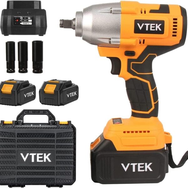 VTEK Brushless Impact Wrench 1/2 Inch Cordless Impact Wrench,Max Torque 700N.m Impact Gun 515 ft-lbs for Car Tiers