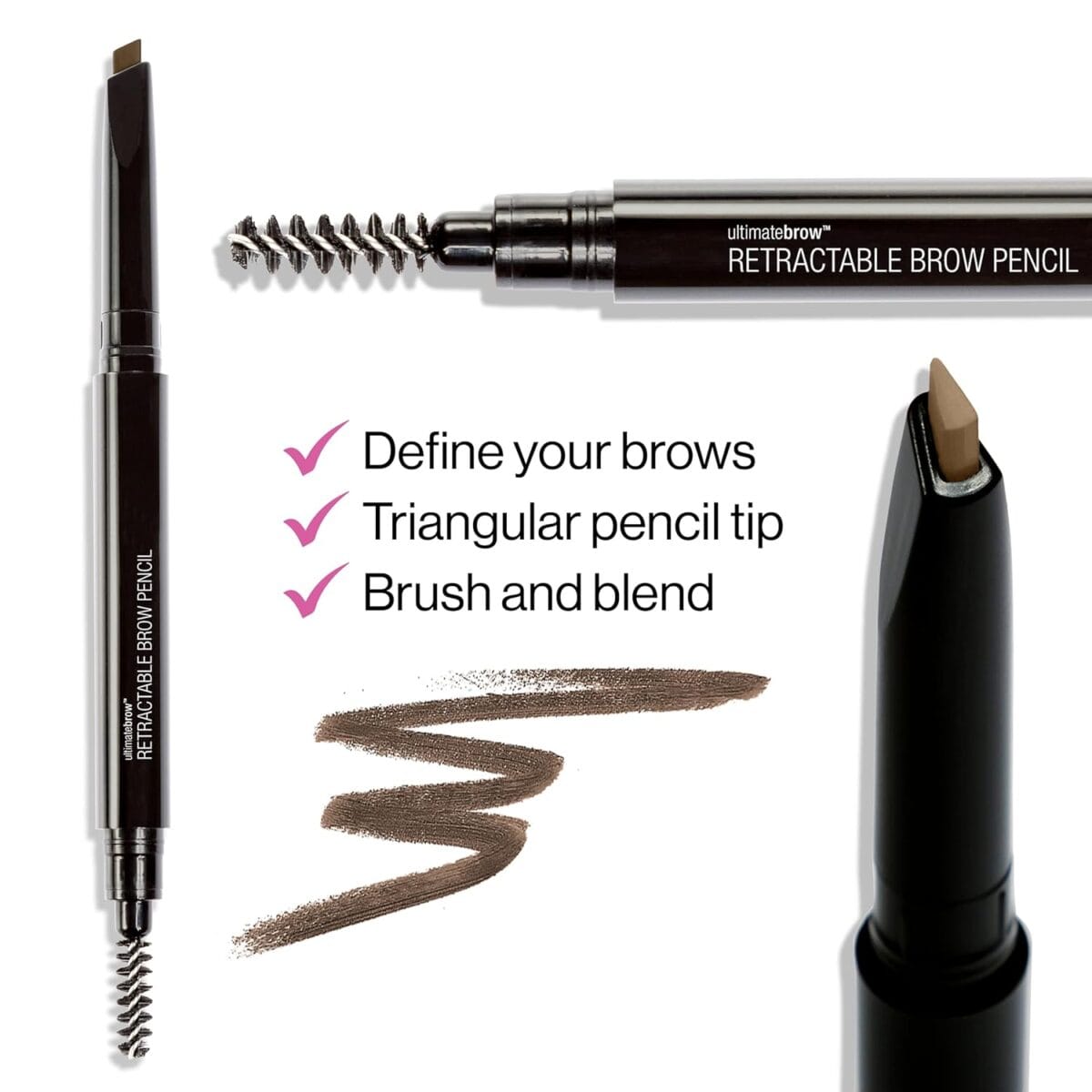 wet n wild Ultimate Eyebrow Retractable Definer Pencil, Dark Brown, Dual-Sided, Fine Tip, Shapes, Defines, Fills Brows Makeup