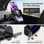 Miracase Phone Holders for Your Car with Metal Hook Clip, Air Vent Cell Phone Car Mount, Universal Automobile Cradle Fit for iPhone Android and All Smartphones, Dark Black