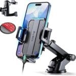 Upgraded 3-in-1 Car Phone Holder Mount [Powerful Suction] Phone Mount for Car Dashboard Air Vent Windshield,for All iPhone Android Phone (Black)