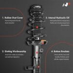 A-Premium Set (4) Front and Rear Complete Shock Absorber Strut & Coil Spring Assembly Compatible with Honda Civic 2006-2011 & Acura CSX 2006-2011 Sedan