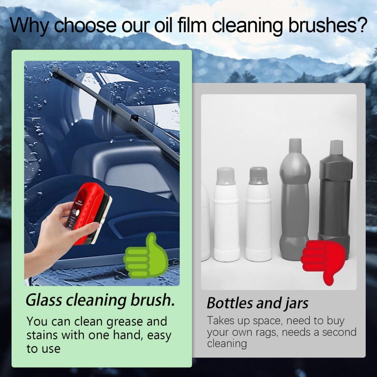 2025 Automotive Oil Film Cleaning Brush for Car Windows, Glass Cleaning Board, Uickly Remove Car Windshield Oil Film, Improve Clarity
