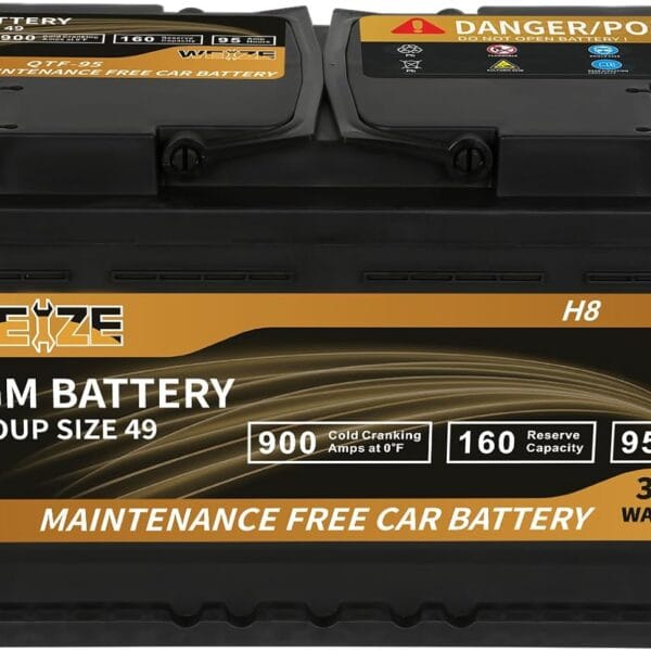 Weize Platinum AGM Battery BCI Group 49-12v 95ah H8 Size 49 Automotive Battery, 160RC, 900CCA, 36 Months Warranty