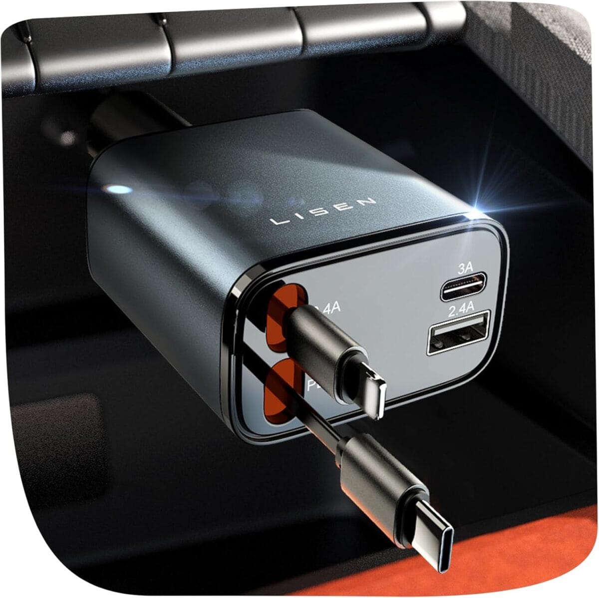 LISEN Retractable Car Charger [69W USB C Car Accessories Adapter ] for iPhone 16 USB C Charger Fast Charging, Travel Essentials Gifts for Women Men, Road Trip Essentials for iPhone 16e 16 15 14 13 12