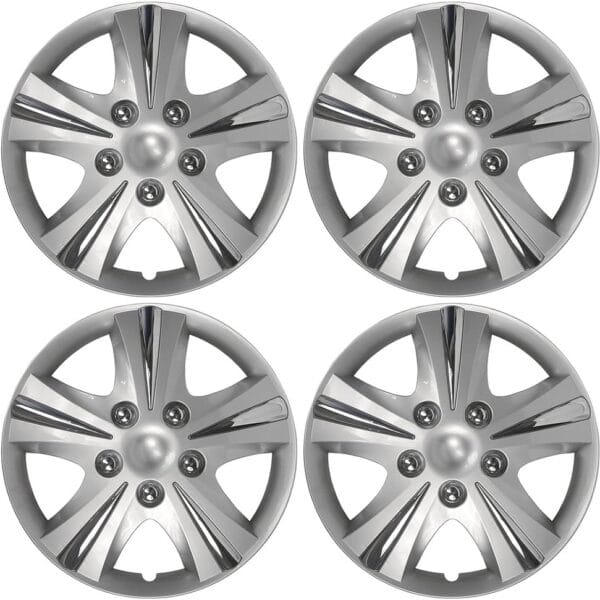 Custom Accessories 96411 GT-5 Silver 15" Wheel Cover, Pack of 4