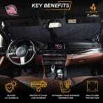 EcoNour Car Windshield Sun Shade | Reflective Sunshade for Ultimate Protection | Overlapping Design | 240T Polyester | Fits Small Sedans, Mini SUVs, Hatchbacks | Medium (64×32 inches)