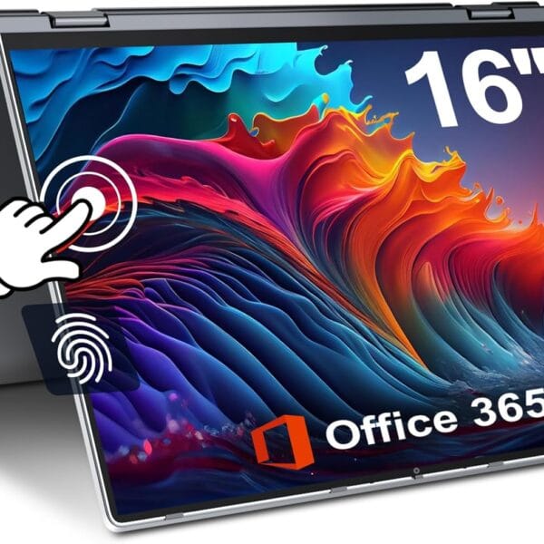 jumper 2 in 1 Laptop, 16 inch Convertible Laptop Computer with IPS FHD 360 Degree Touchscreen, 640GB Storage, 16GB RAM, Fingerprint Reader, Backlit Keyboard, Celeron N5095, 53.2WH