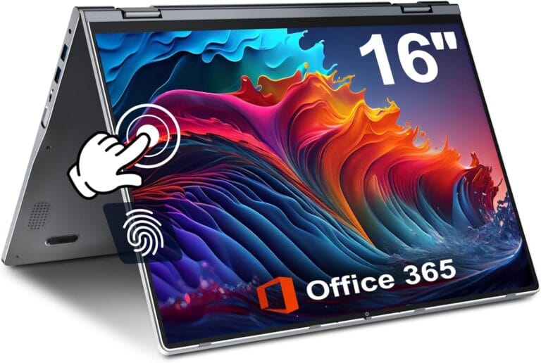 jumper 2 in 1 Laptop, 16 inch Convertible Laptop Computer with IPS FHD 360 Degree Touchscreen, 640GB Storage, 16GB RAM, Fingerprint Reader, Backlit Keyboard, Celeron N5095, 53.2WH