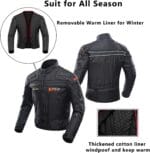 BORLENI Motorcycle Jacket Motorbike Riding Jacket Windproof Motorcycle Full Body Protective Gear CE Armor All Season Black L