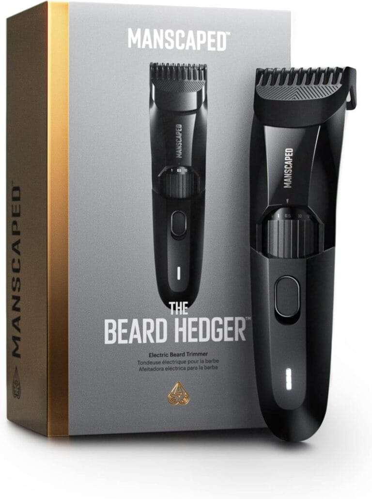 MANSCAPED The Beard Hedger Premium Men's Beard Trimmer, 20 Length Adjustable Blade Wheel, Stainless Steel T-Blade for Precision Facial Hair Trimming, Cordless Waterproof Wet/Dry Clipper