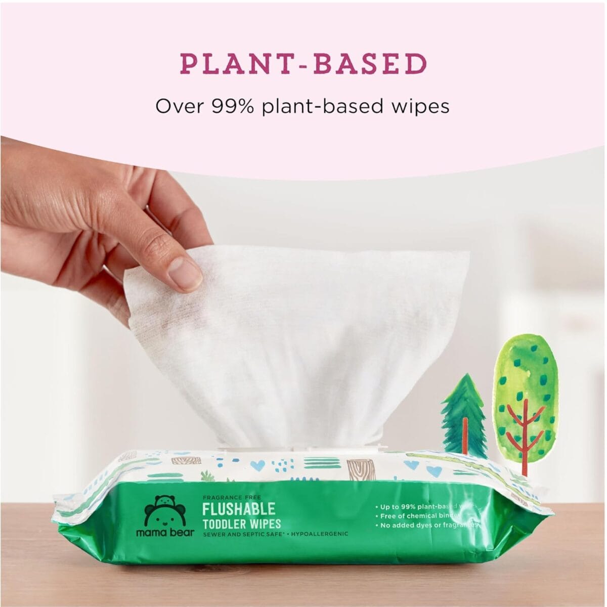 Amazon Brand – Mama Bear Fragrance Free Hypoallergenic Flushable Toddler Toilet Wipes, 336 Count (8 Packs of 42)