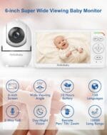 HelloBaby Baby Monitor with 6″ World First IPS Screen 30-Hrs Battery, Remote Pan/Tilt/Zoom Camera, No WiFi Video Baby Monitor Camera and Audio, ECO, VOX, 2-Way Talk, Night Vision, 1000ft, Portable
