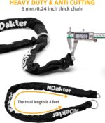 NDakter Bike Locks Heavy Duty Anti Theft 18mm Thick, Motorcycle U Lock with 4FT/120cm x 6mm Chain for Scooter, 3Keys Large U-Shaped Motorcycle Wheel Lock for Ebike, Moped, Fat-Tire,Tribike