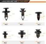 GOOACC Universal Plastic Fender Clips,200 Pcs Push Bumper Fastener Rivet Clips with 6 Size Auto Body Retainer Clips Bumpers,Car Fender Replacement for GM, Ford & Ch