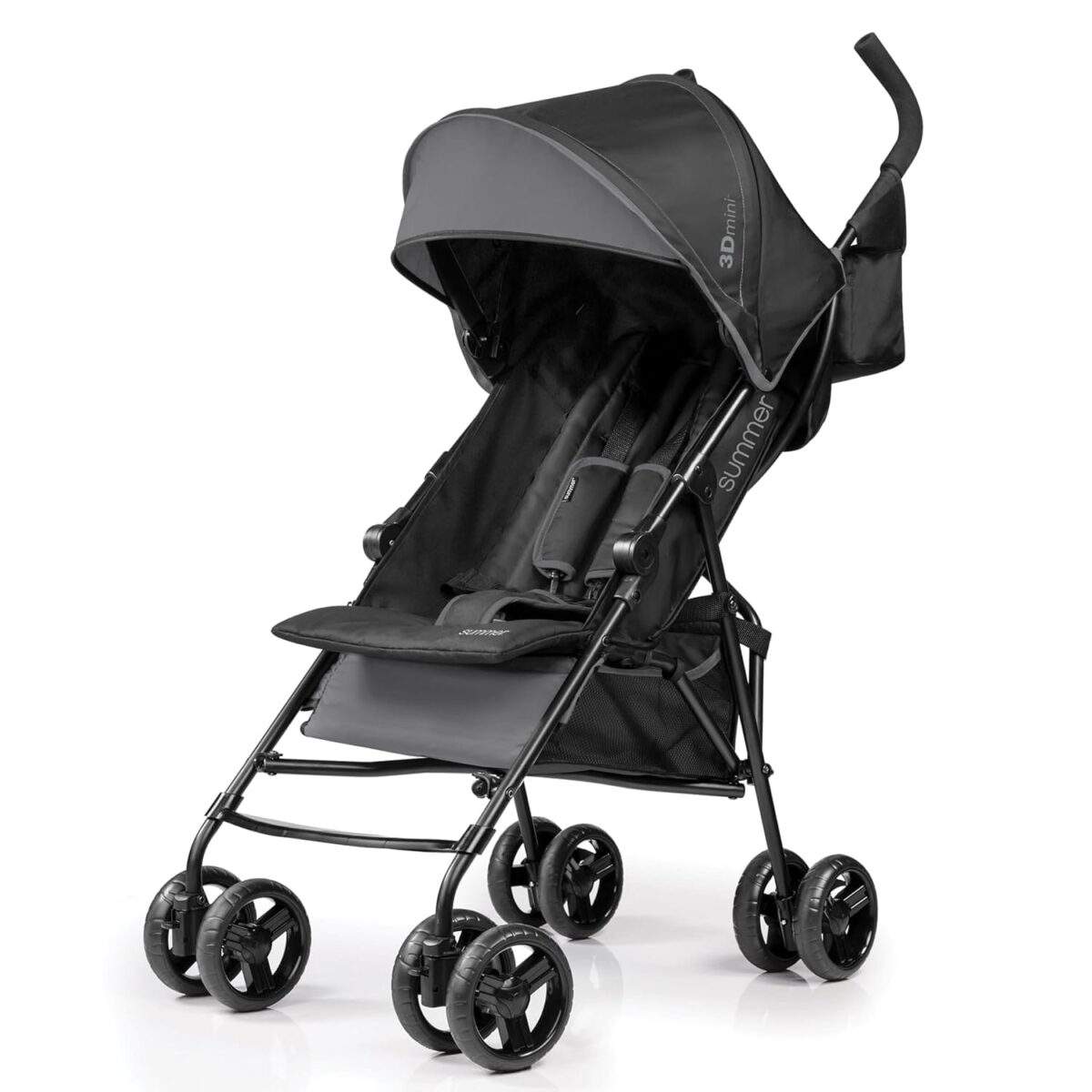 Summer by Ingenuity 3D Mini Convenience Stroller  Lightweight Stroller with Compact Fold, Multi-Position Recline, Canopy with Pop Out Sun Visor and More  Umbrella Stroller for Travel and More, Gray