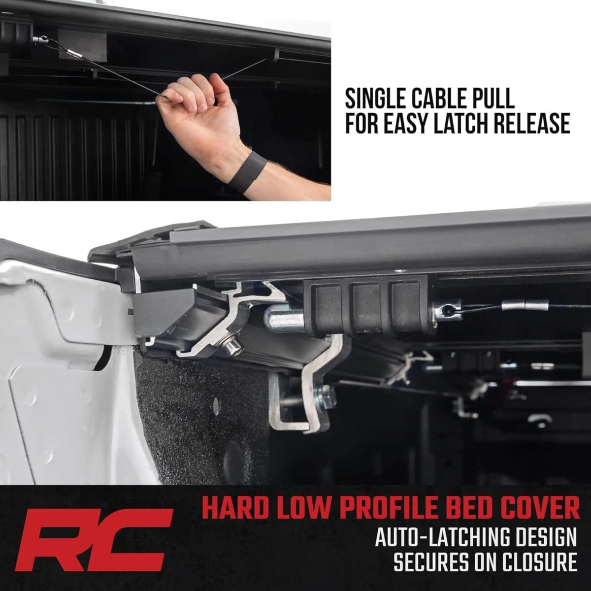 Rough Country Hard Tri-Fold Truck Bed Tonneau Cover for Chevy Silverado & GMC Sierra 1500 (2019-2025) – Low-Profile Aluminum Folding Bed Cover, Fits 5’10 (69.9″) Bed