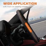 HOTOR Car Steering Wheel Cover – Universal Car Accessory for Diverse Cars, Durable Leather Cover with Anti-Slip Lining, for Steering Wheel with a Diameter of 14.5″-15″,Black