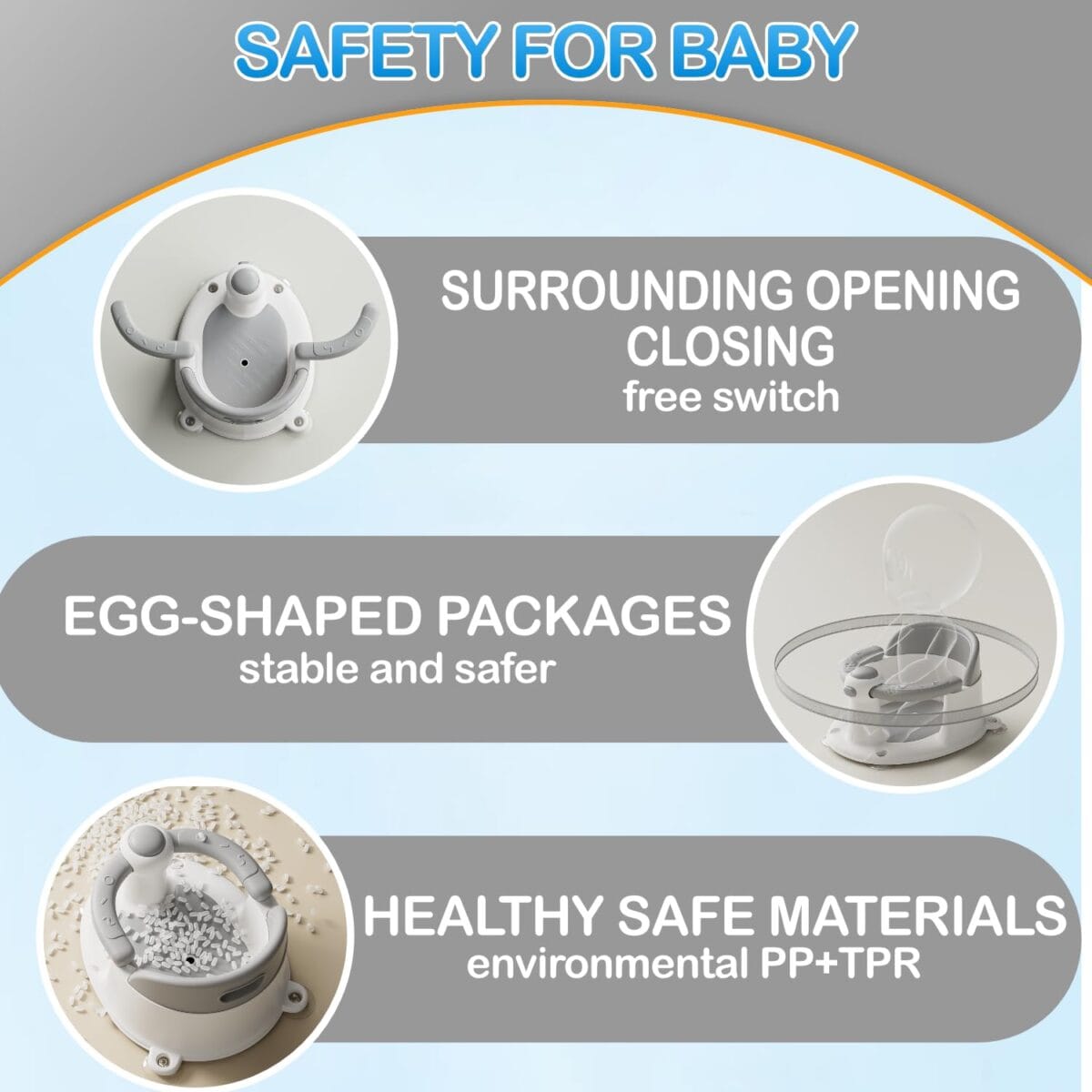 Baby Bath Seat for Babies 6 Months & up, Non-Slip Toddler Bath Seat for Baby & Newborn, Sit Up Bath Seat for Baby,Grey