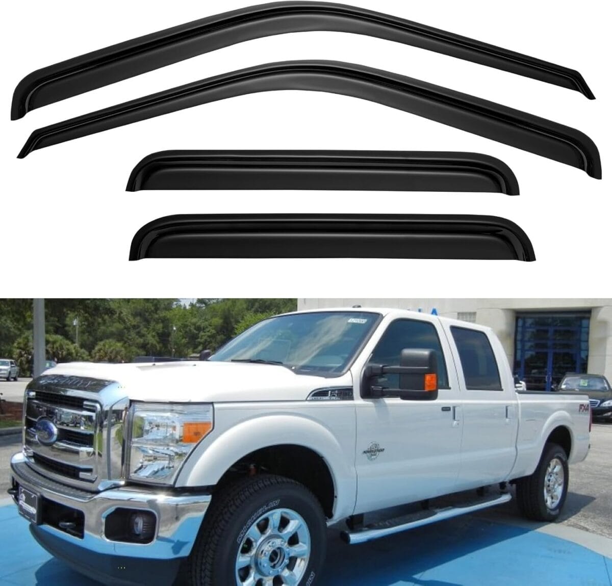 Window Visors Rain Guards for 1999-2016 Ford F250 F350 F450 F550 Super Duty, Window Wind Deflectors Vent Shades for 99-16 F-250 F-350 F-450 F-550 SuperCrew Cab