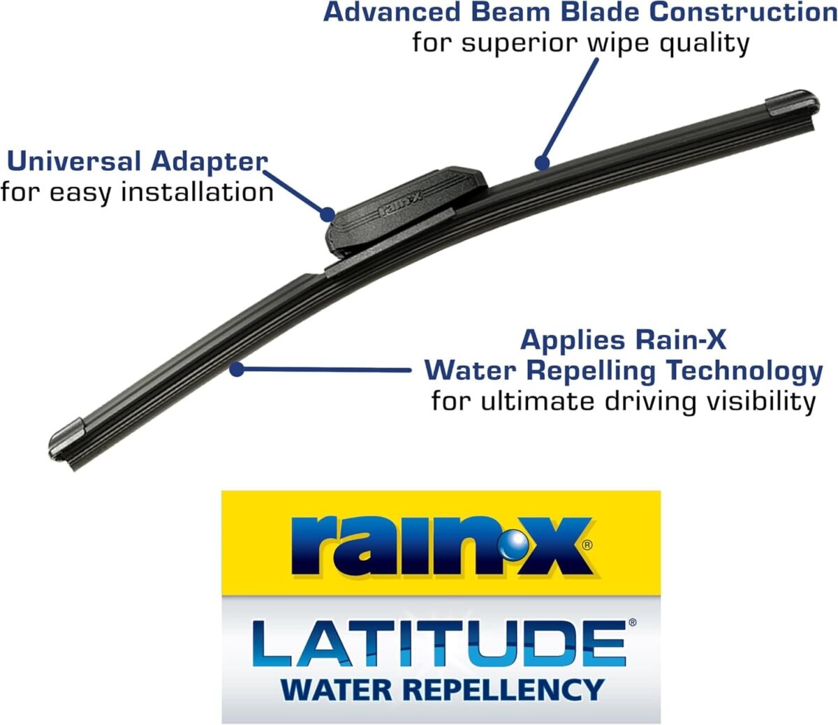 Rain-X 810163 Latitude 2-In-1 Water Repellent Wiper Blades, 26″ and 16″ Windshield Wipers (Pack Of 2), Automotive Replacement Windshield Wiper Blades With Patented Water Repellency Formula