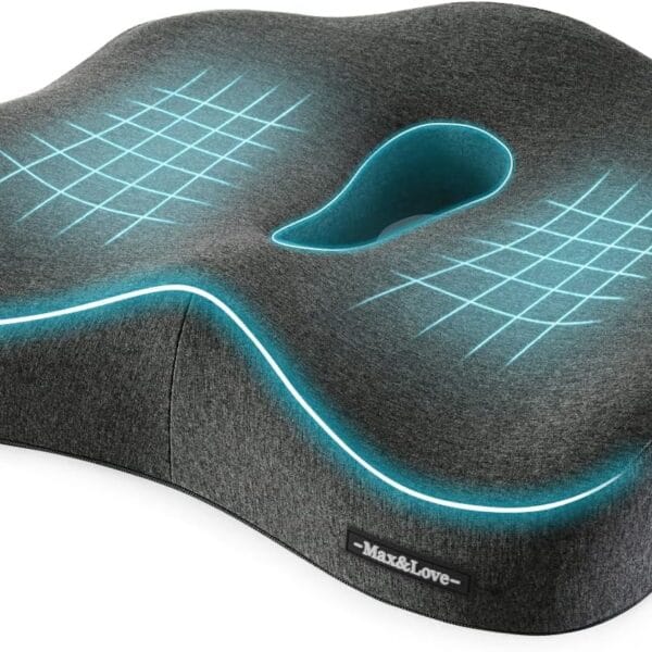 Memory Foam Seat Chair Cushion for Relieves Back Sciatica Pain Tailbone Pain Coccyx Degenerating Disc Orthopedic Osteoarthritis Prostate Cushion Low Back Pain Cushion Hip Shaping (Dark Gray)