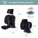 WAYB Pico Travel Car Seat with Premium Carrying Bag- Lightweight, Portable, Foldable – Perfect for Airplanes, Rideshares, and Road Trips – Forward Facing for Kids 22-50 lbs. and 30-45″