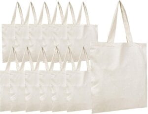 Simpli-Magic Canvas Tote Bags, 13"x15", Pack of 15, Natural